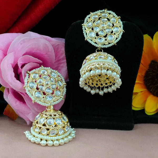 Blythediva Gold Plated Kundan Stone And Pearls Jhumki Earrings