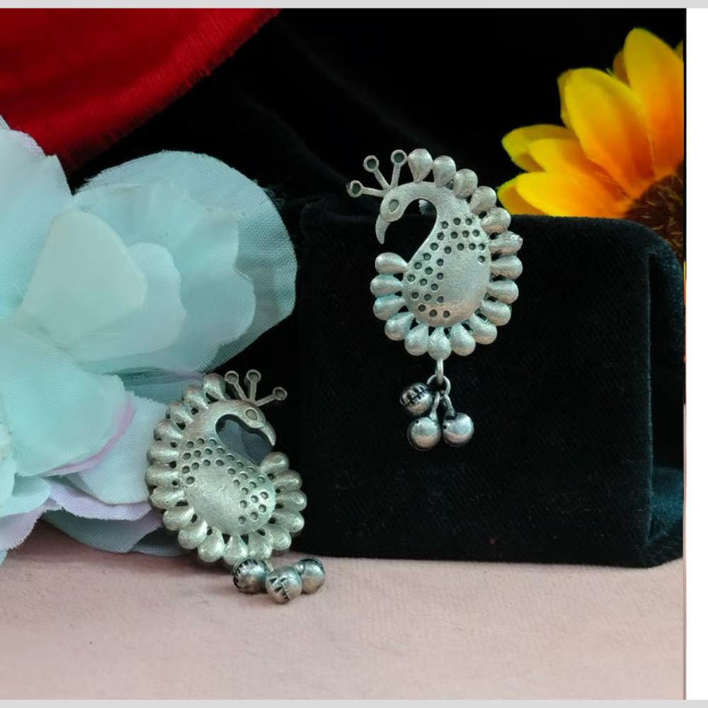 Blythediva Oxidised Plated Pearl Dangler Earrings