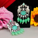 Blythediva Oxidised Plated Kundan Stone And Pearl Dangler Earrings
