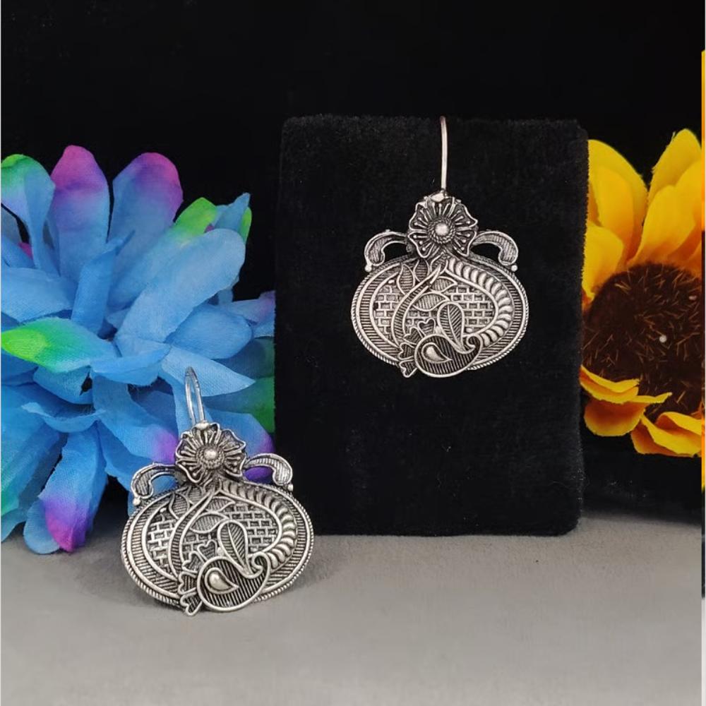 Blythediva Oxidised Plated Pearl Dangler Earrings