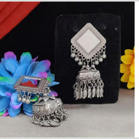 Blythediva Oxidised Plated Mirror Jhumki Earrings