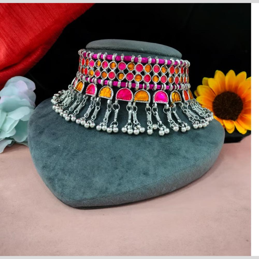 Blythediva Traditional Oxidised Plated Necklace Set