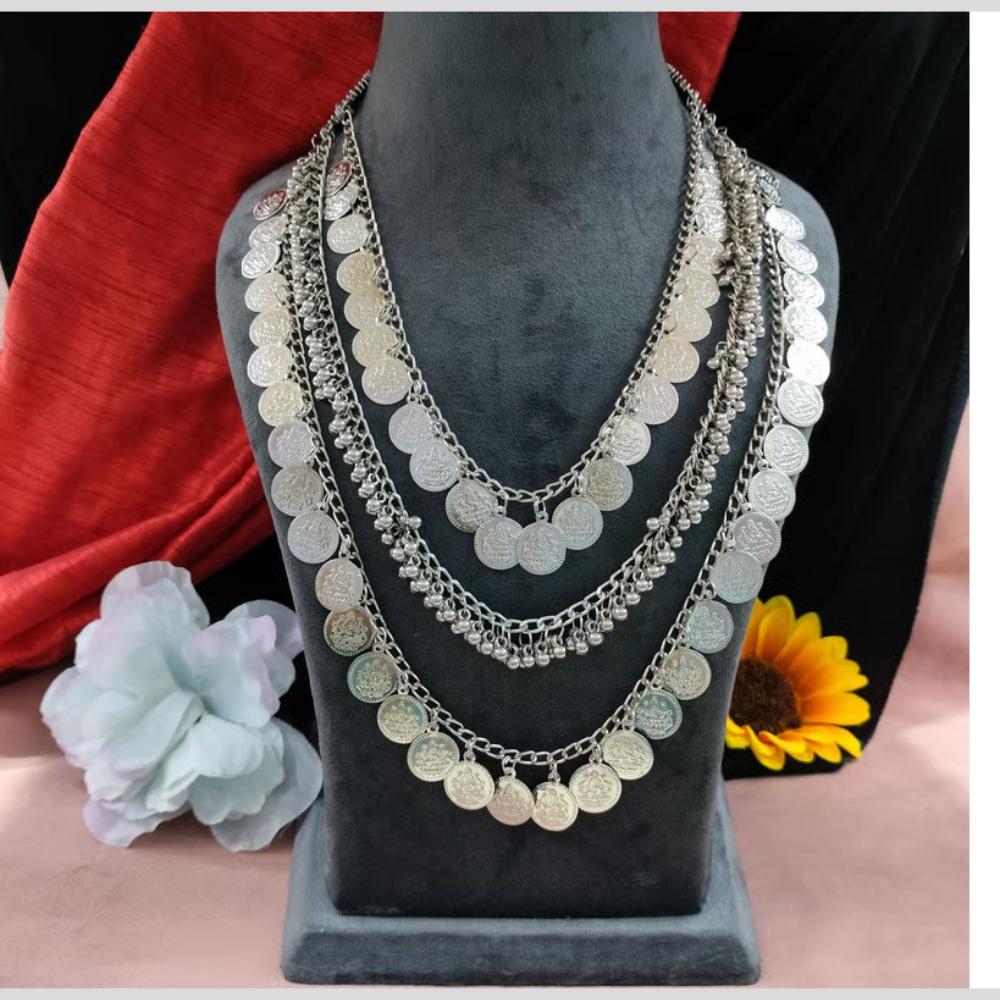 Blythediva Traditional Oxidised Plated Long Necklace Set