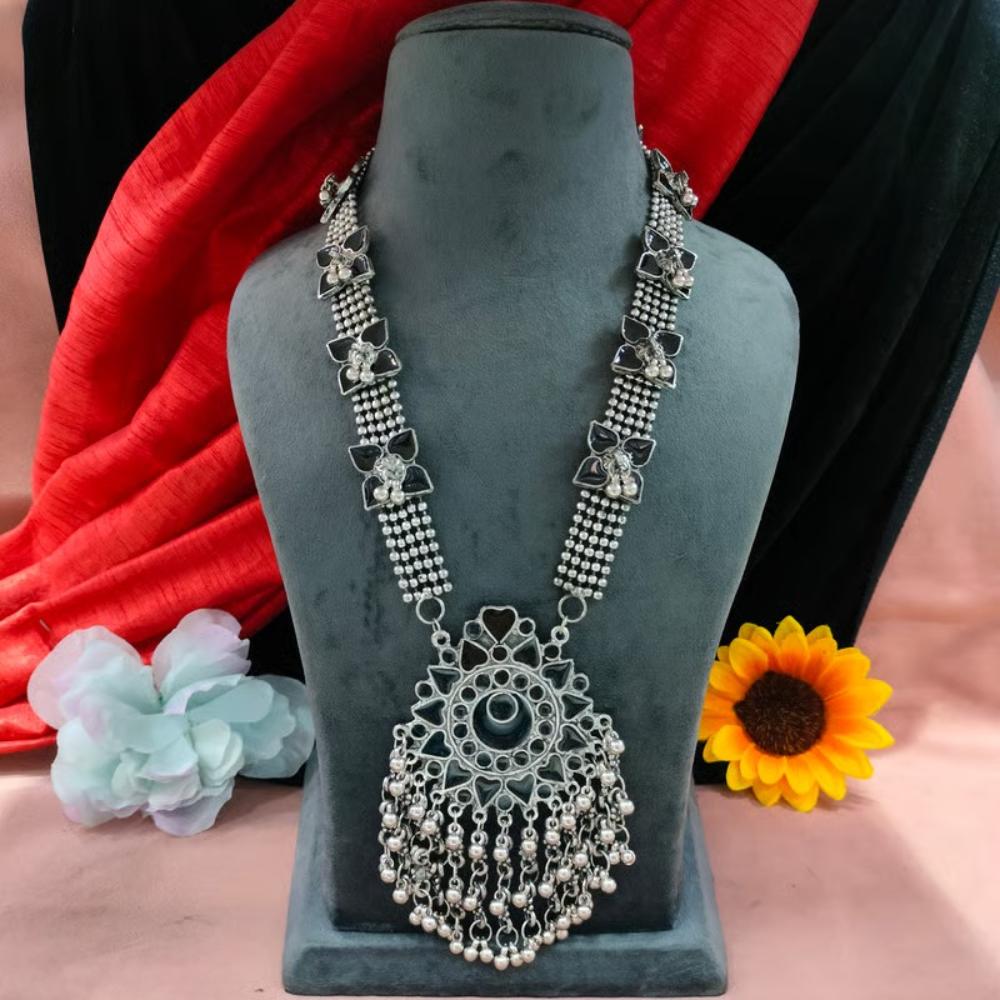 Blythediva Traditional Oxidised Plated Meenakari Long Necklace Set