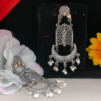 Blythediva Oxidised Plated Pearl Dangler Earrings