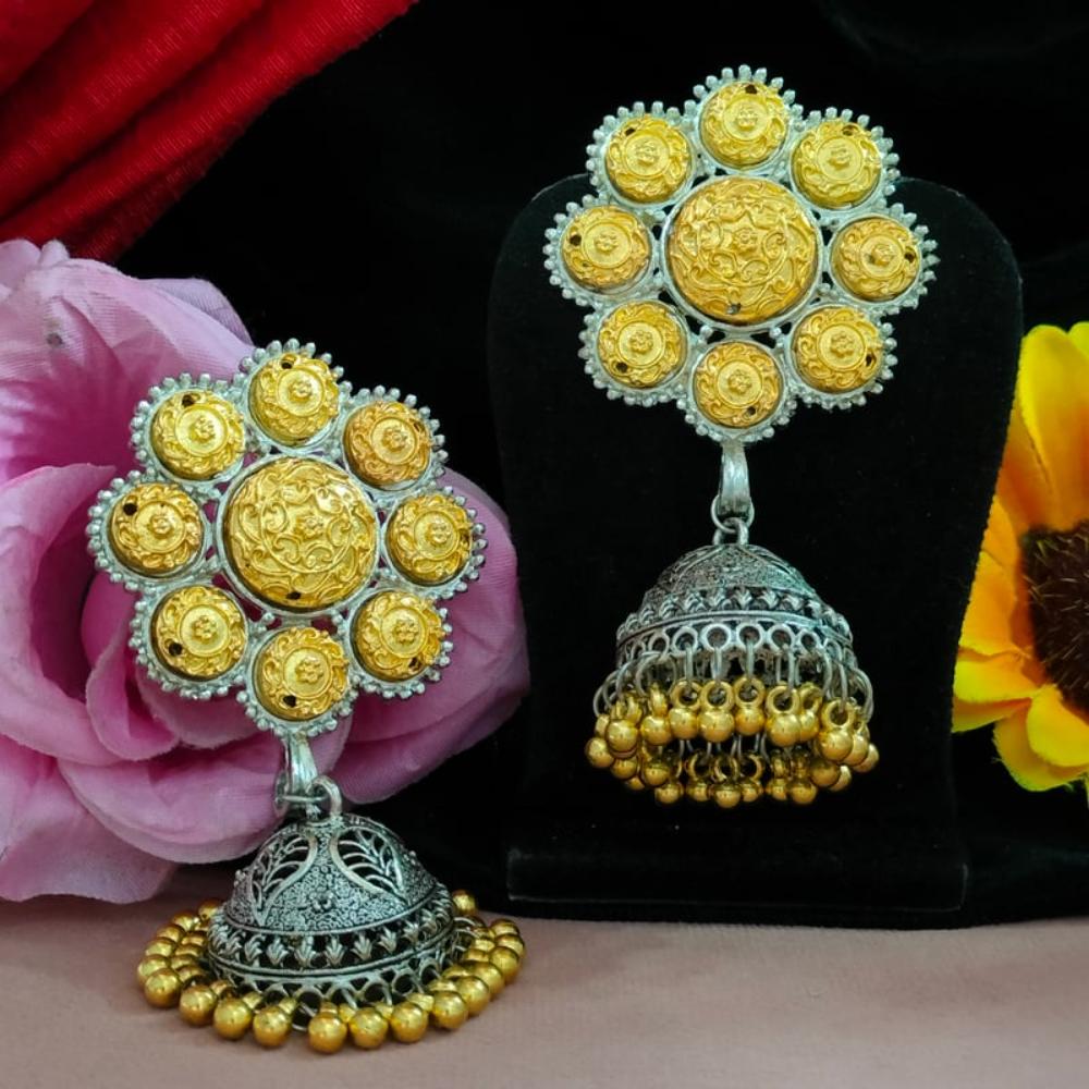 Blythediva Ethnic Rhodium Plated Jhumki Earrings