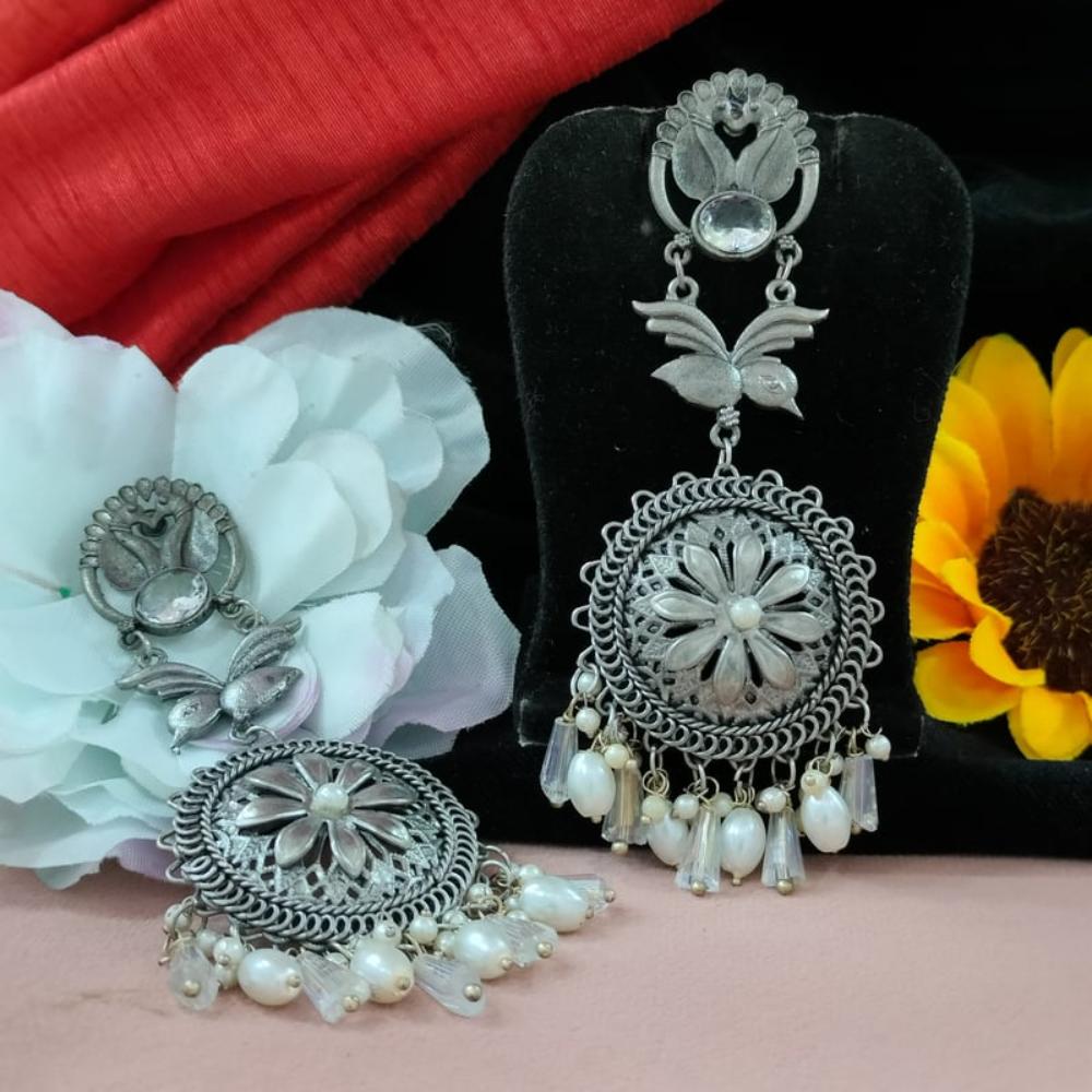 Blythediva Ethnic Rhodium Plated Dangler Earrings