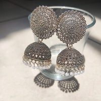 H K Fashion Oxidised Plated Jhumki Earrings