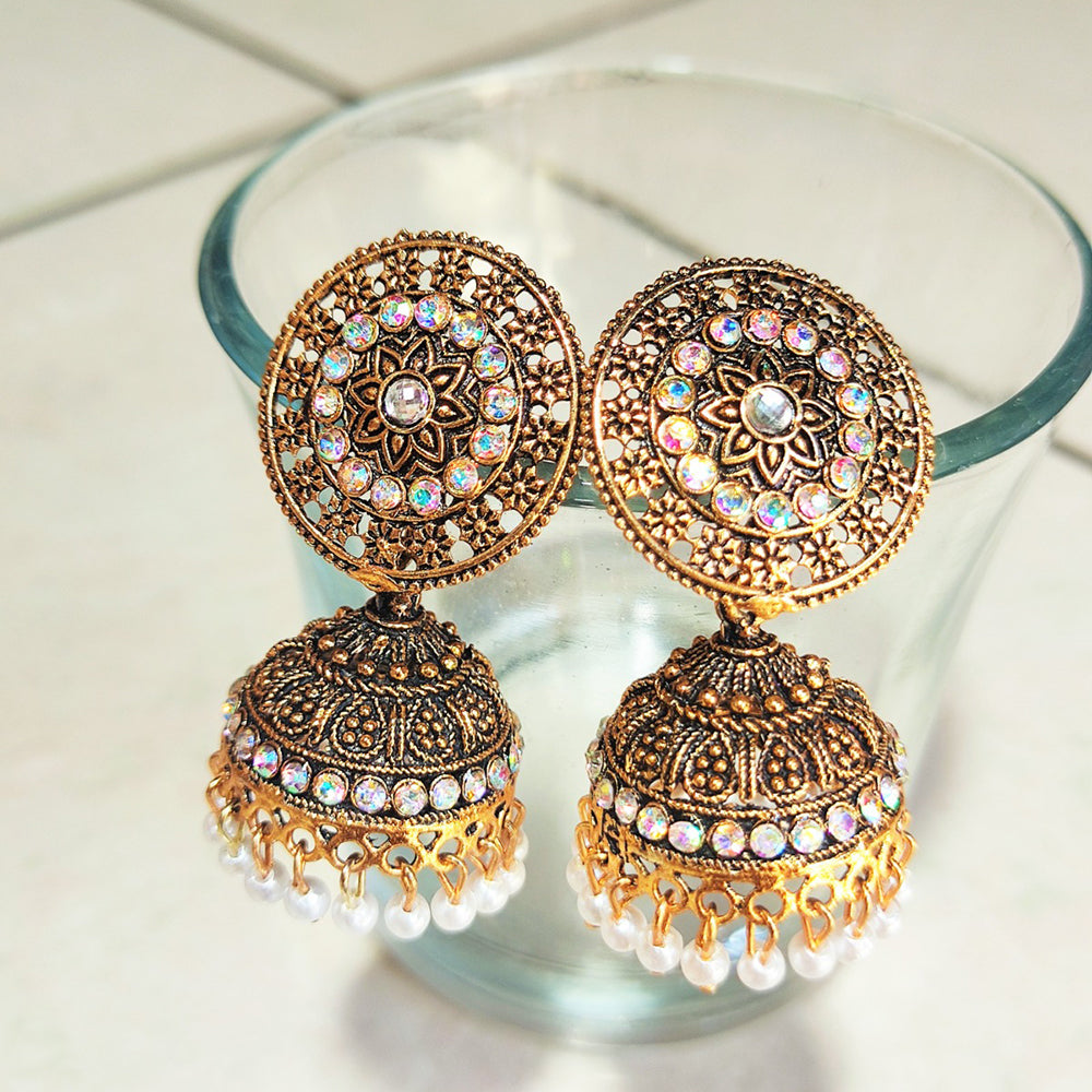 H K Fashion Gold Plated Jhumki Earrings