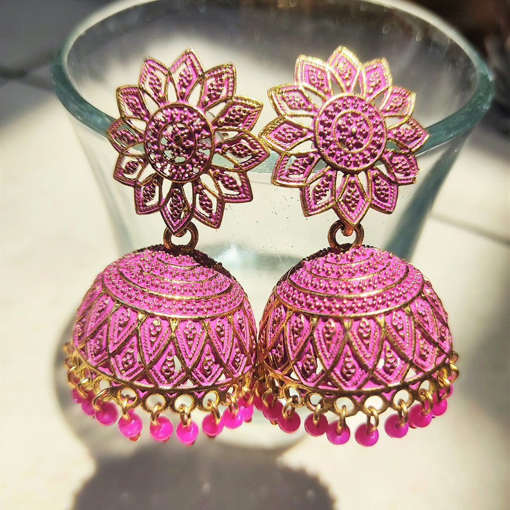 H K Fashion Gold Plated Jhumki Earrings