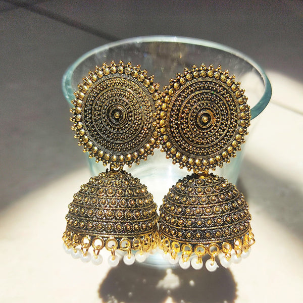 H K Fashion Gold Plated Jhumki Earrings
