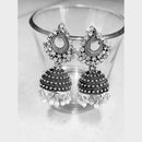 H K Fashion Oxidised Plated Austrian Stone Jhumki Earrings