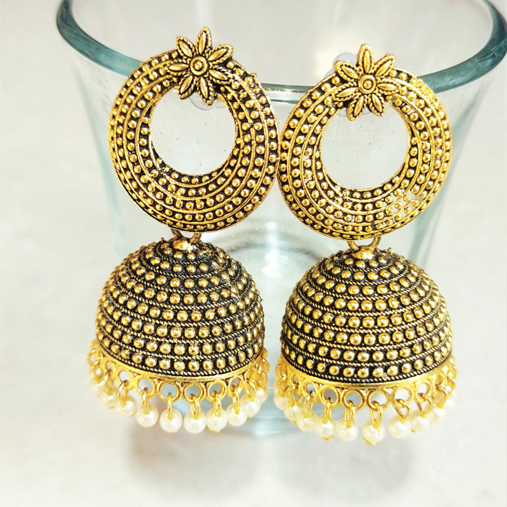 H K Fashion Gold Plated Jhumki Earrings