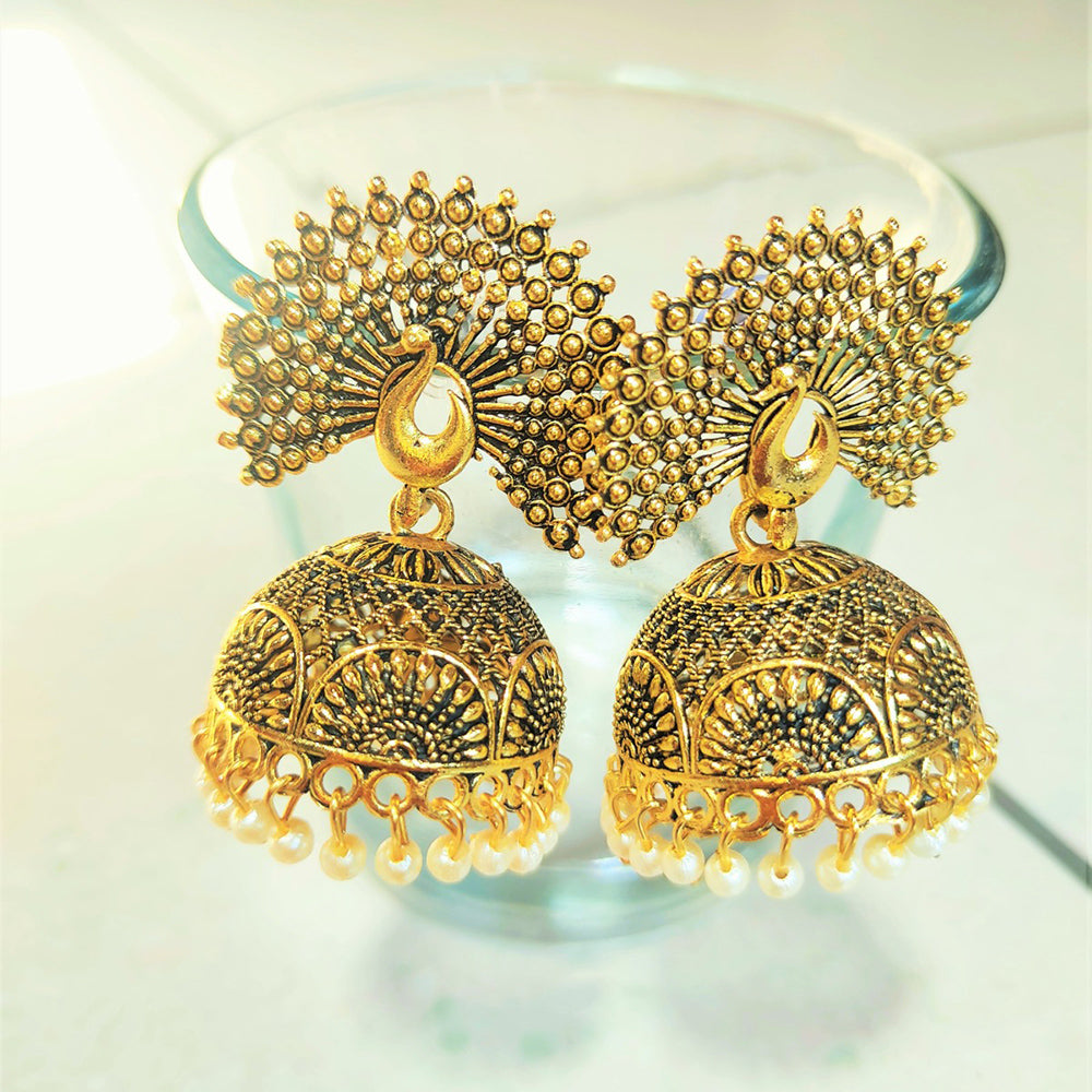 H K Fashion Gold Plated Jhumki Earrings