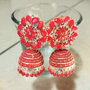 H K Fashion Rose Gold Plated Crystal Stone Jhumki Earrings