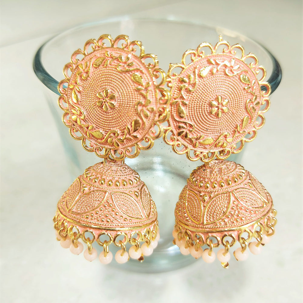H K Fashion Gold Plated Meenakari Jhumki Earrings