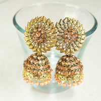 H K Fashion Gold Plated Austrian Stone Jhumki Earrings