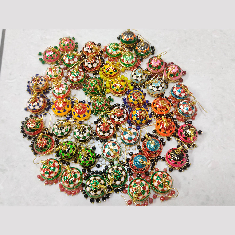 H K Fashion Gold Plated Assorted Color Jhumki Earrings