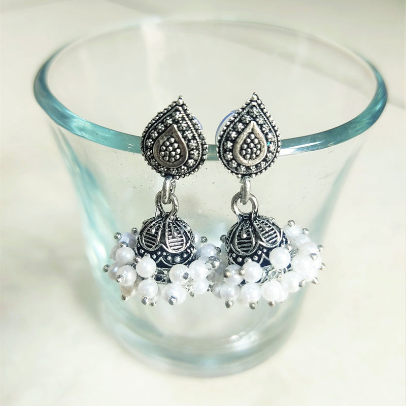 H K Fashion Silver Plated Jhumki Earrings