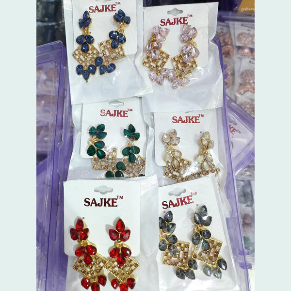 H K Fashion Gold Plated Assorted Color Dangler Earrings