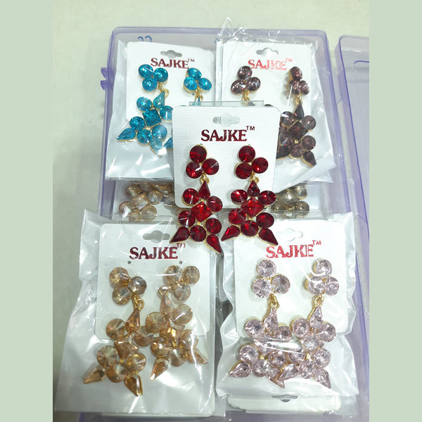 H K Fashion Gold Plated Assorted Color Dangler Earrings