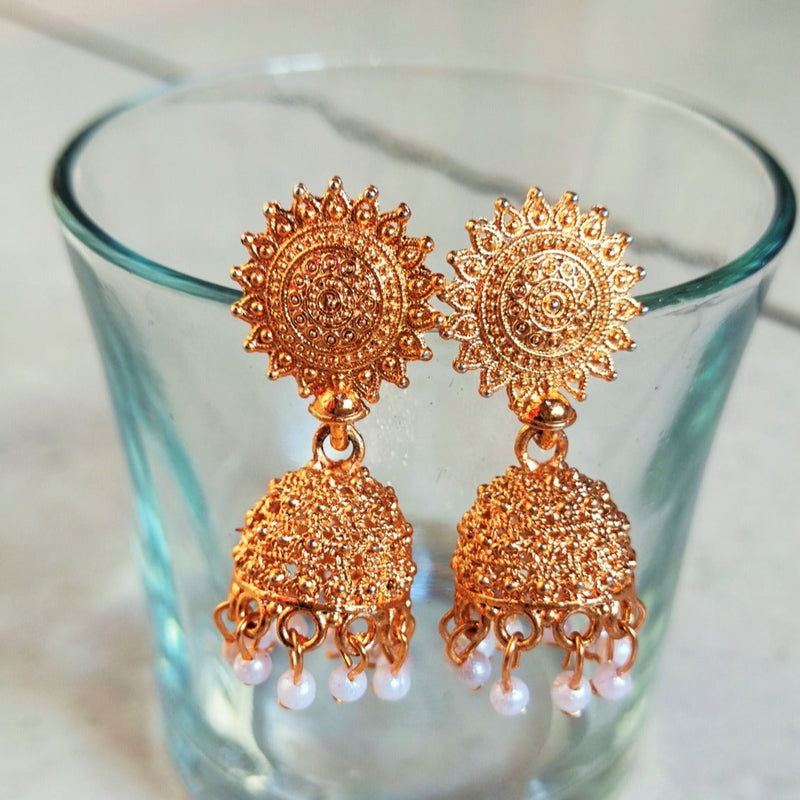 H K Fashion Rose Gold Plated Jhumki Earrings