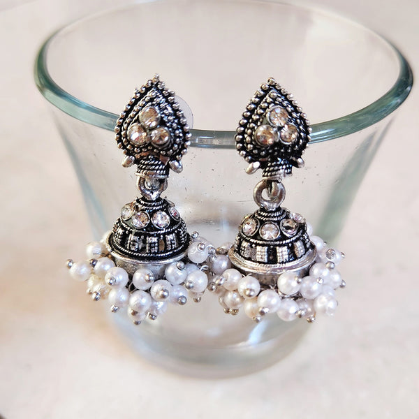 H K Fashion Silver Plated Jhumki Earrings