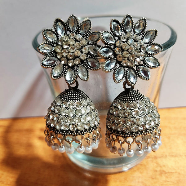 H K Fashion Silver Plated Jhumki Earrings