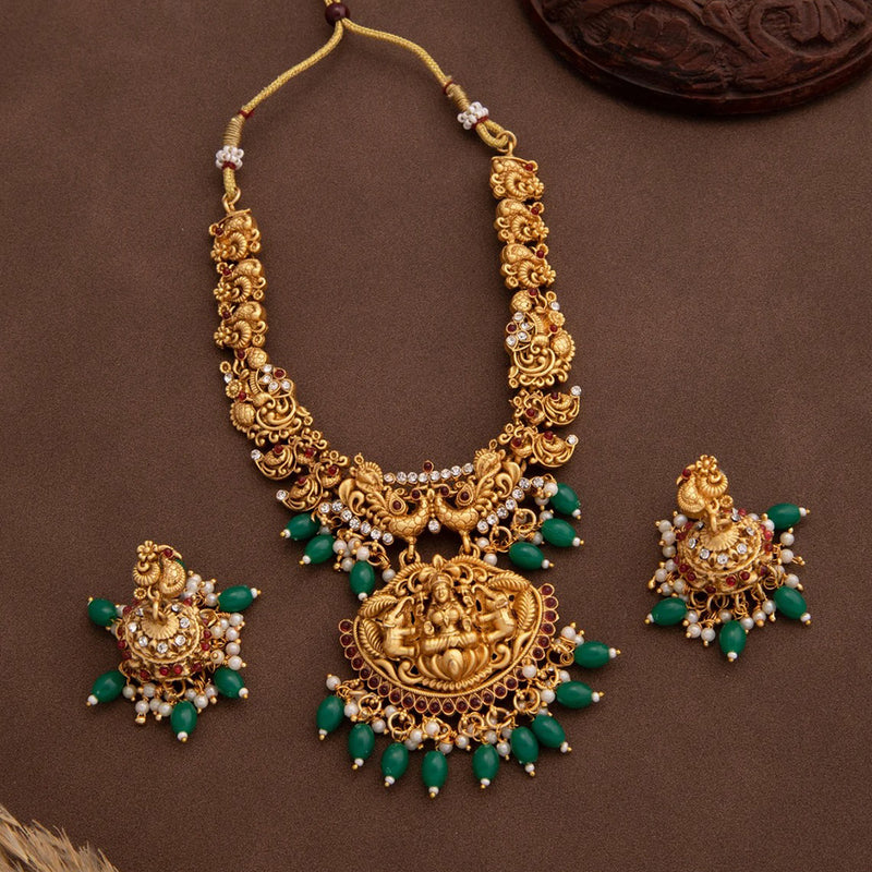 H K Fashion Gold Plated Temple Necklace Set