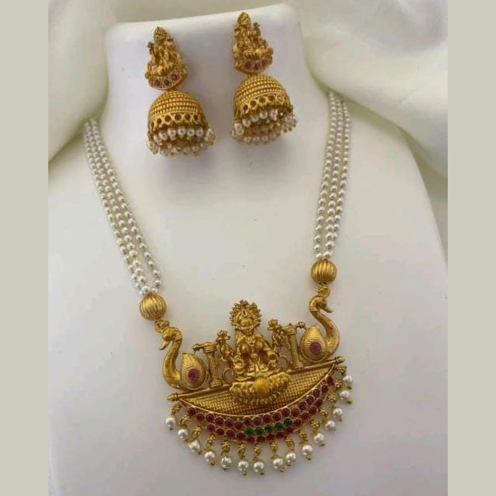 H K Fashion Gold Plated Temple Long Necklace Set