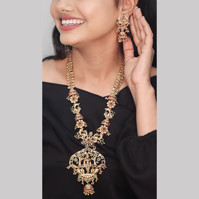 H K Fashion Gold Plated Temple Long Necklace Set