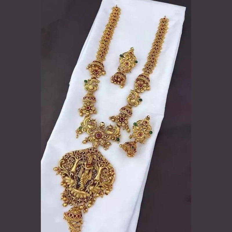 H K Fashion Gold Plated Temple Long Necklace Set