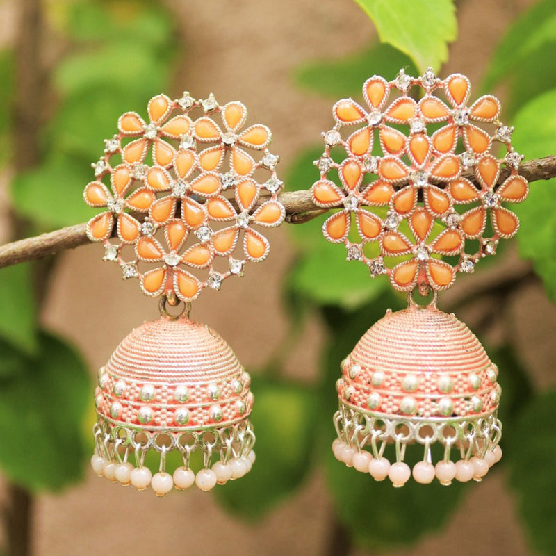 H K Fashion Rose Gold Plated Jhumki Earrings