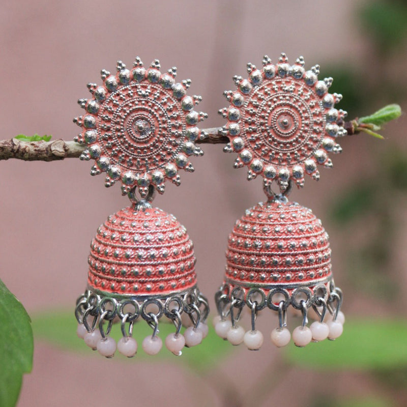 H K Fashion Oxidised Plated Jhumki Earrings