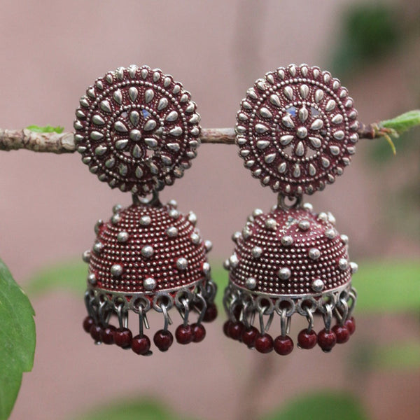 H K Fashion Oxidised Plated Jhumki Earrings