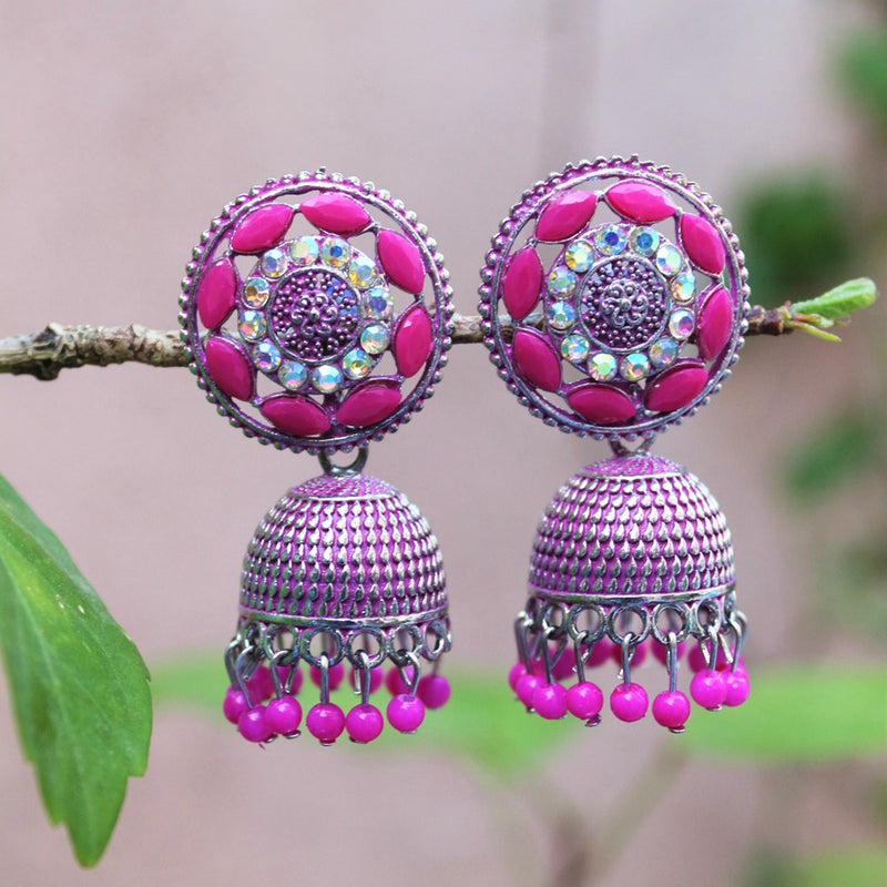 H K Fashion Silver Plated Jhumki Earrings