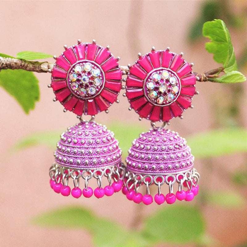 H K Fashion Austrian Stone And Beads Jhumki Earrings