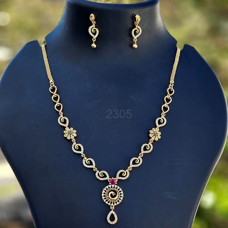 H K Fashion Gold Plated Austrian Stone  Necklace Set