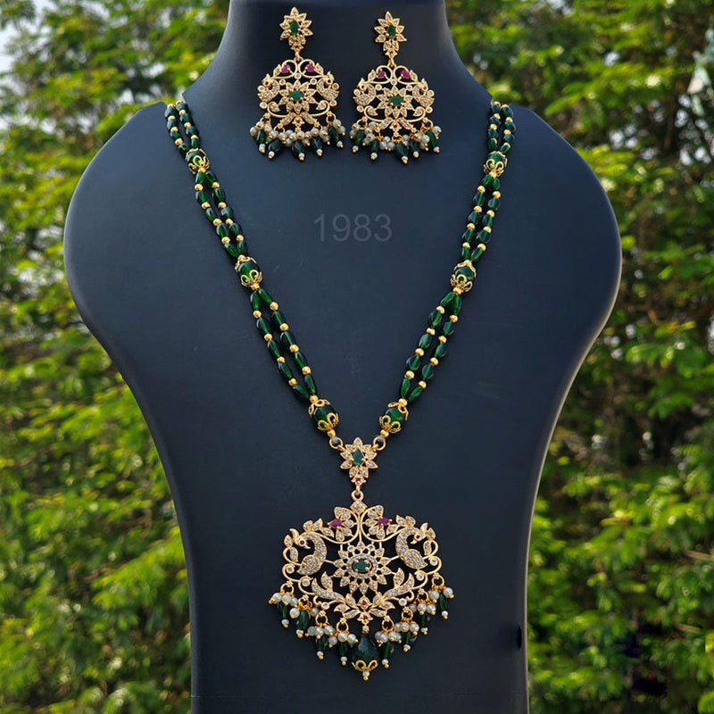 H K Fashion Gold Plated Austrian Stone Long Necklace Set