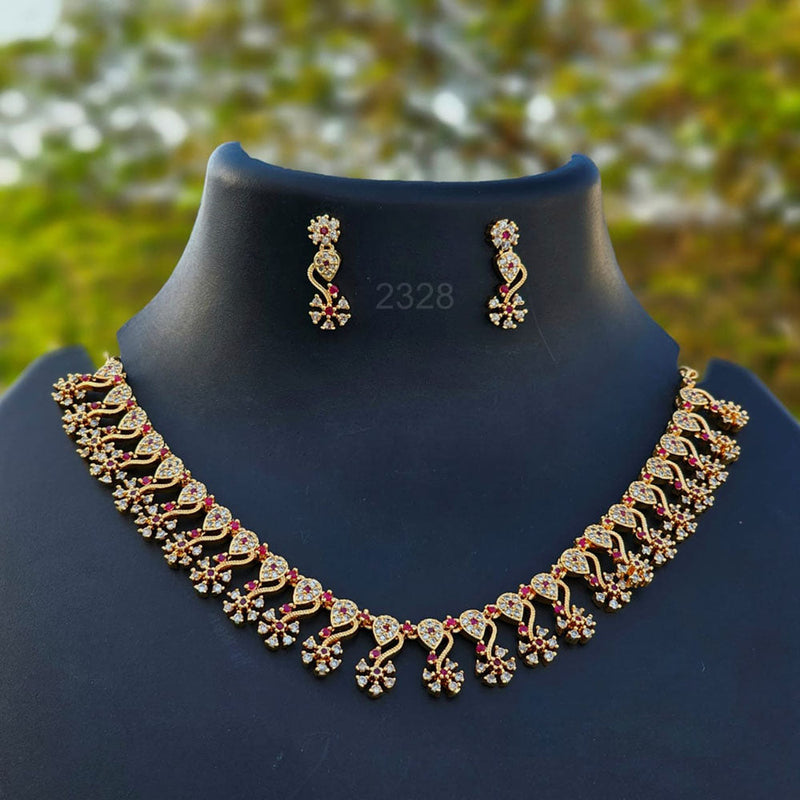 H K Fashion Gold Plated Austrian Stone  Necklace Set