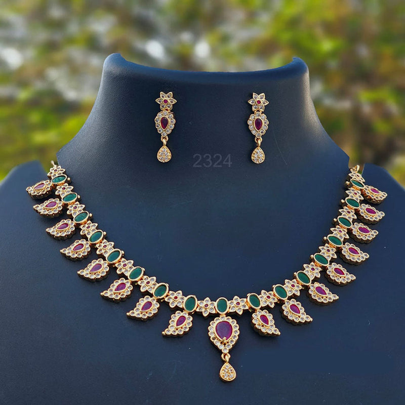 H K Fashion Gold Plated Austrian Stone  Necklace Set