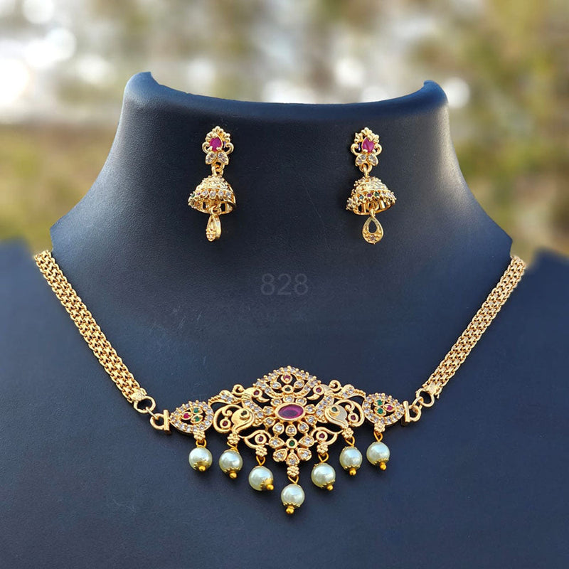 H K Fashion Gold Plated Austrian Stone Choker Necklace Set