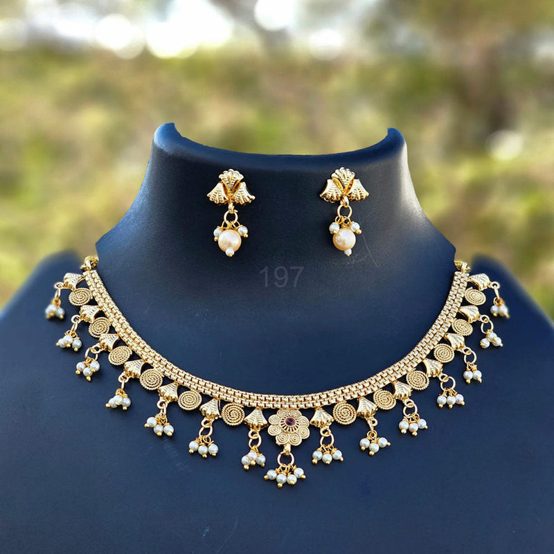 H K Fashion Gold Plated Pota Stone Necklace Set