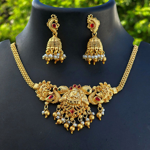 H K Fashion Gold Plated Kundan And Temple Choker Necklace Set
