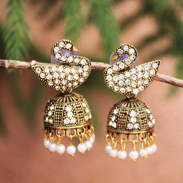 H K Fashion Gold Plated Austrian Stone Jhumki Earrings
