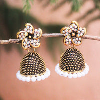 H K Fashion Gold Plated Austrian Stone Jhumki Earrings