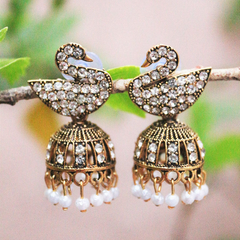 H K Fashion Gold Plated Austrian Stone Jhumki Earrings