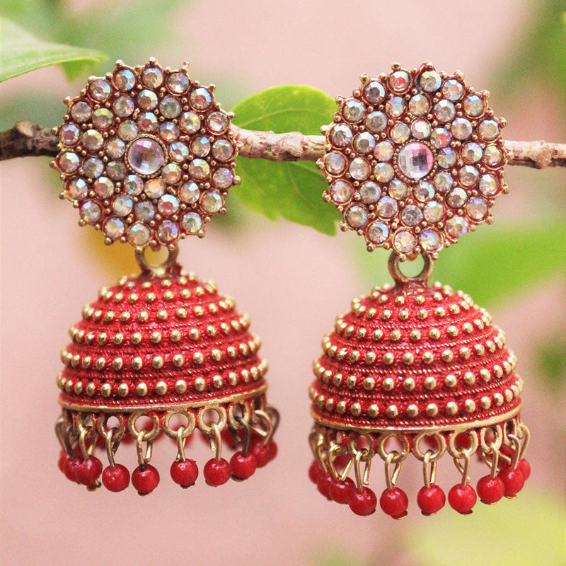 H K Fashion Gold Plated Austrian Stone Jhumki Earrings