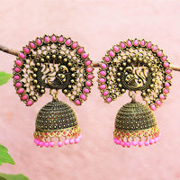 H K Fashion Antic Gold Plated Crystal Stone Jhumki Earrings