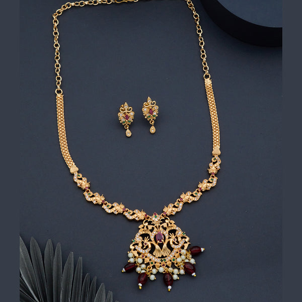 H K Fashion Gold Plated Austrian Stone Necklace Set